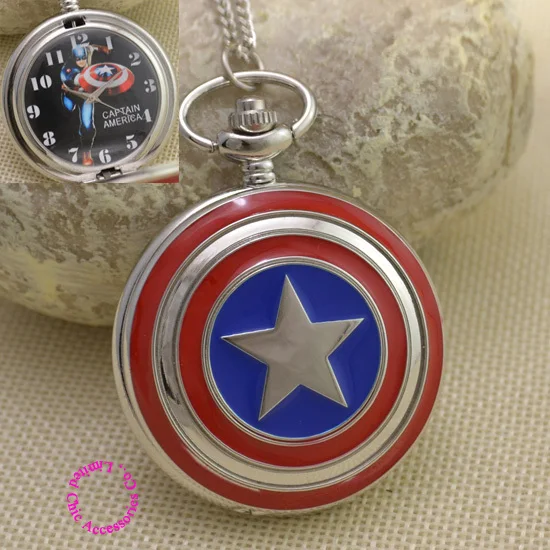 Модные женские кварцевые карманные часы captain america ожерелье новые классические