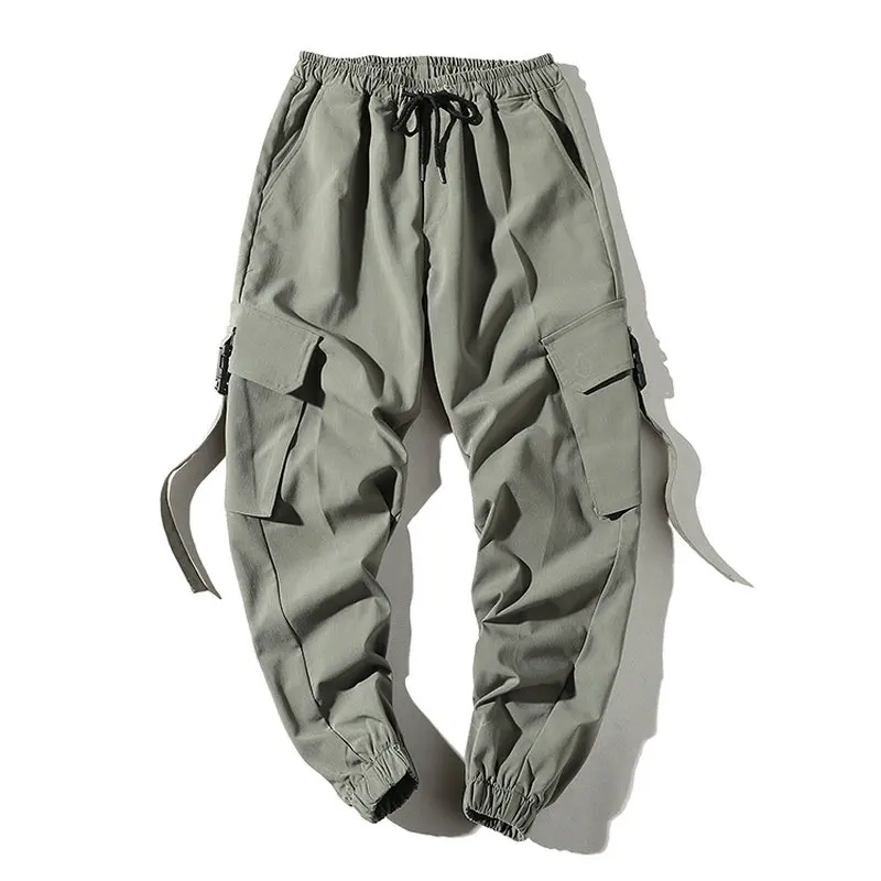 grey green Новые весенние джоггеры повседневные мужские брюки мужские однотонные Карманы Уличная Мужские штаны для бега - Color: grey green
