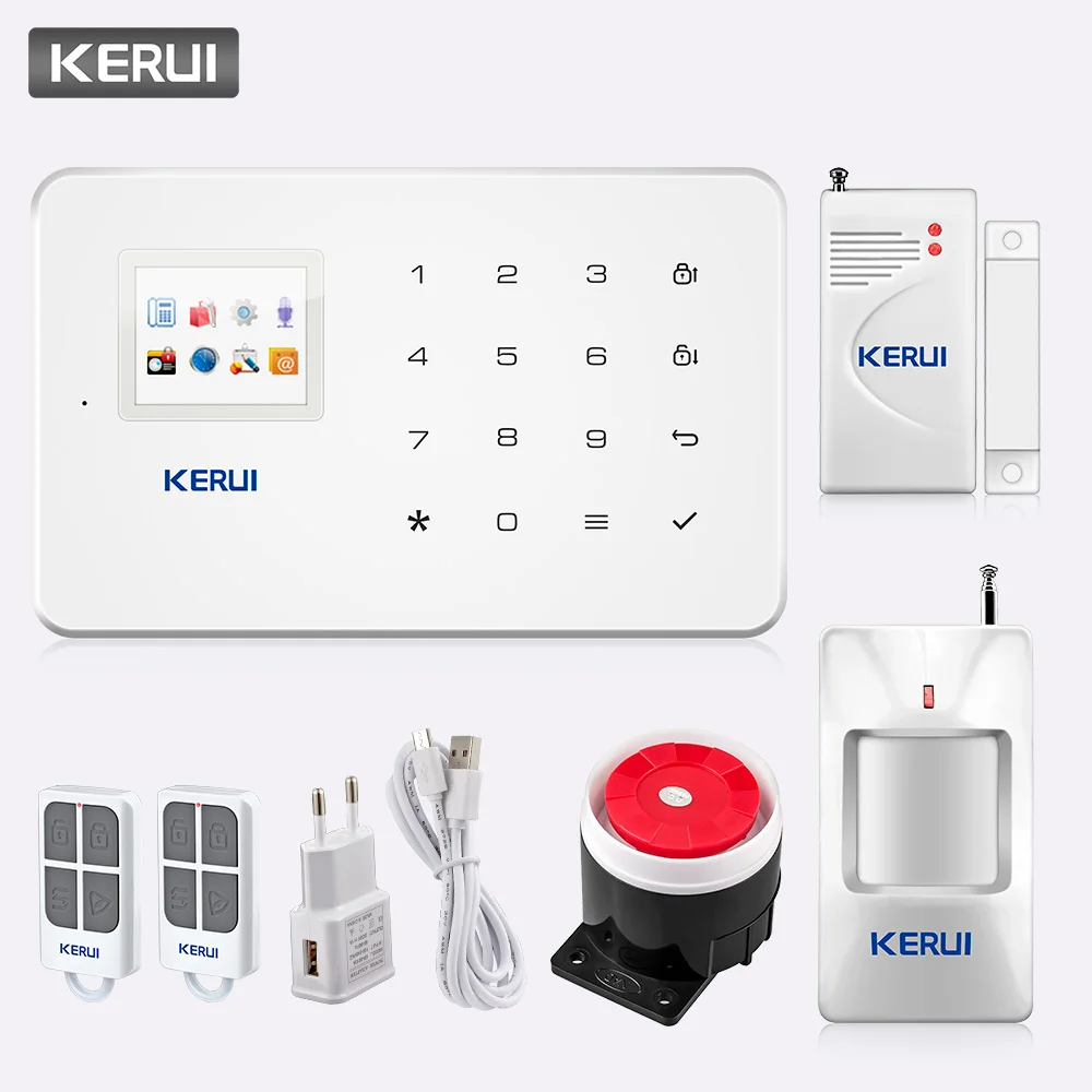 White KERUI G18 Беспроводная GSM домашняя система охранной сигнализации охранная сигнализация датчик комплект с автоматическим циферблатом детектор движения датчик управление приложением - Цвет: White