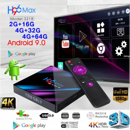 Новейший H96 MAX Android 9 0 Смарт ТВ бокс 4 Гб + 64 Bluetooth 4K четырехъядерный WiFi Netflix Youtube Google