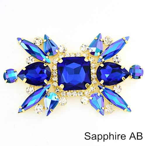 Sapphire AB 4 формы, 1 шт., цветные стразы с кристаллами AB, аппликация, пришитые стразы, Золотое дно для украшения шляпы, свадебное платье B1213 - Цвет: Sapphire AB