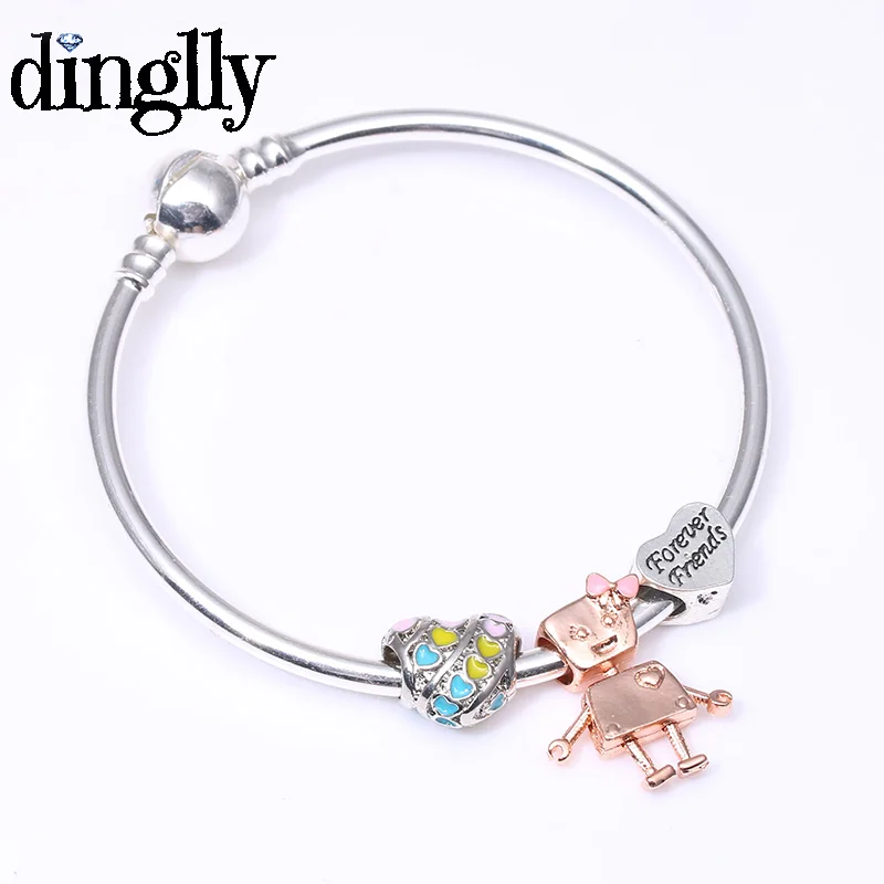 DINGLLY модный очаровательный брендовый браслет и браслеты для женщин и девочек из муранского стекла с изображением цветка романтические Подвесные Браслеты с двойным замком в виде сердца