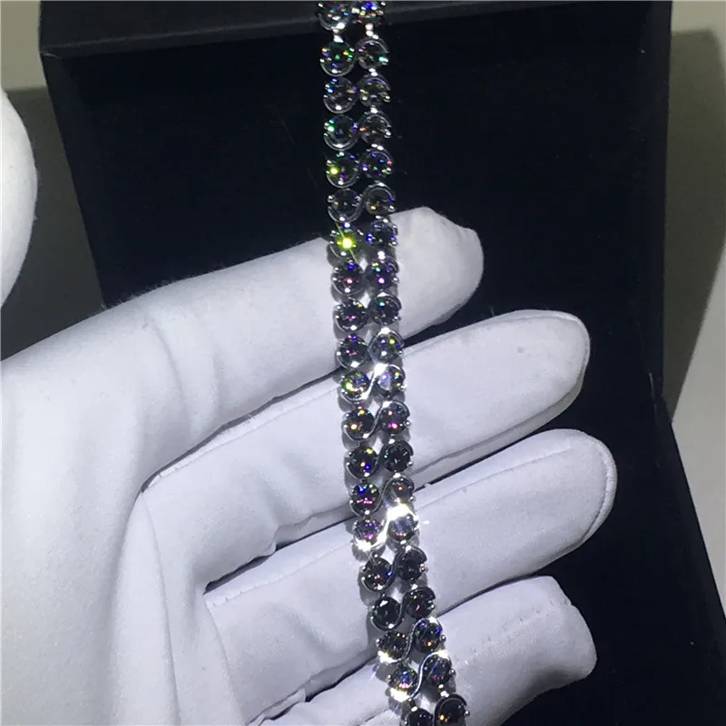 Потрясающий браслет 2 ряда Радужный кубический цирконий розовое золото вечерние