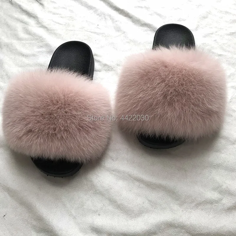 Шлепанцы из лисьего меха летние меховые пляжные тапочки сланцы для дома и улицы |