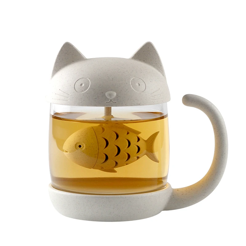 3D милый кот кружка ситечко для чая стеклянная личность молоко с Infuser изолировать