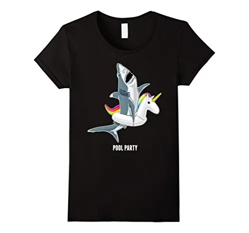 Вечеринка в бассейне Единорог поплавок смешная Акула футболки модный бренд Harajuku