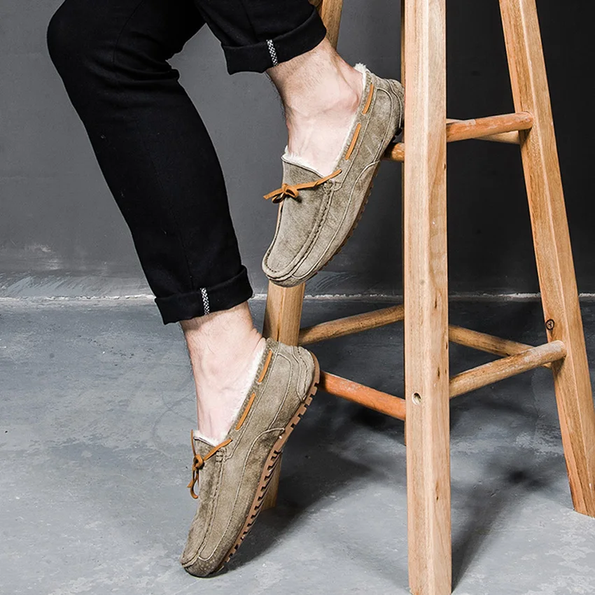 KRORCHE Мужчины Зимние Ботинки Loafer Изоляцией Флисовые Обувь Размер 5.5-9.5