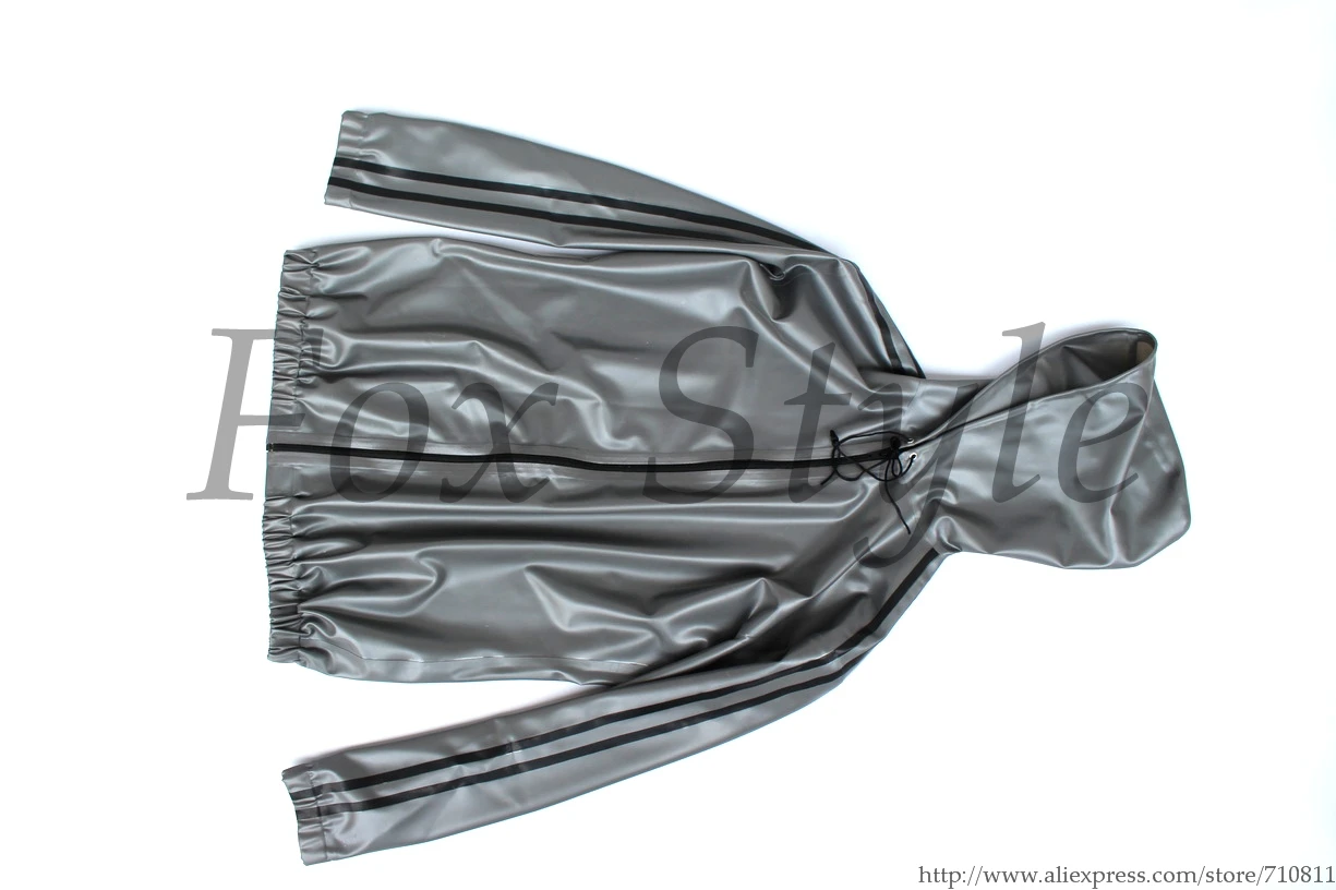 Мужской латексный пиджак в итальянском серебряном стиле с молнией спереди |