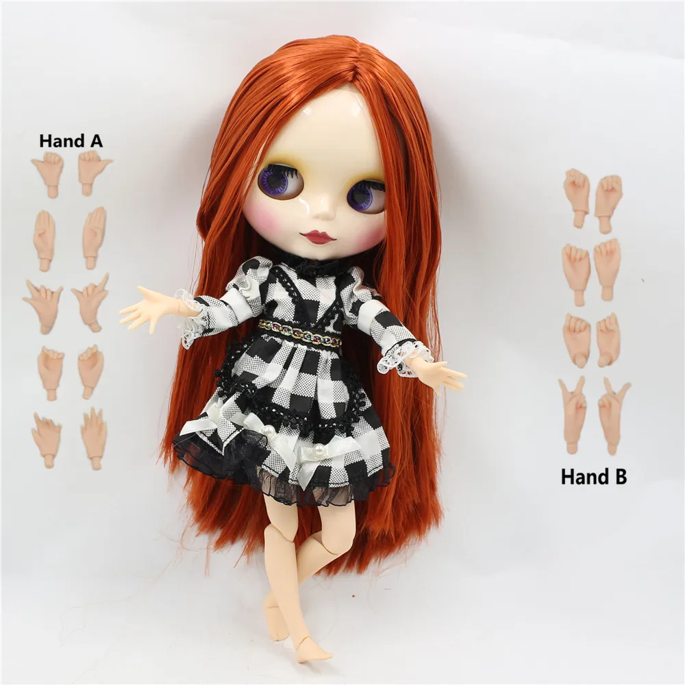 Кукла ICY DBS Blyth коричневые красные волосы белая кожа совместное тело блестящее