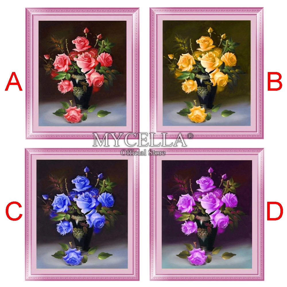 

5D DIY Diamond Painting Rose Flower Diamond Embroidery Cross Stitch Full Round Rhinestone Home Decor Needlework Crafts Gift