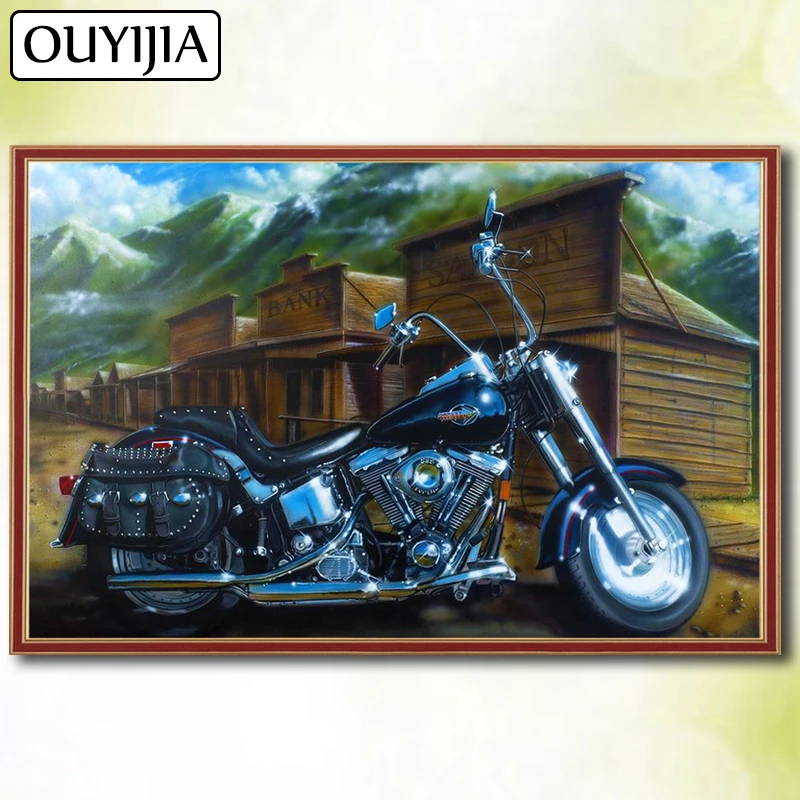 

Алмазная вышивка OUYIJIA 5D «сделай сам», полноразмерная мозаика холле, мото, мультфильм, мотоцикл, стразы