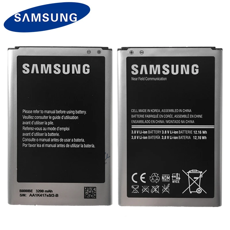 Оригинальный аккумулятор для телефона Samsung B800BE Galaxy Note 3 N900 N9006 N9005 N9000 N900A N900P 3200 мАч