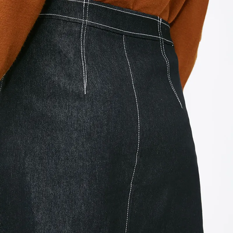 Vero Moda Новая женская OL Стиль Высокая талия видимые стежки мини джинсовая юбка | 318337508