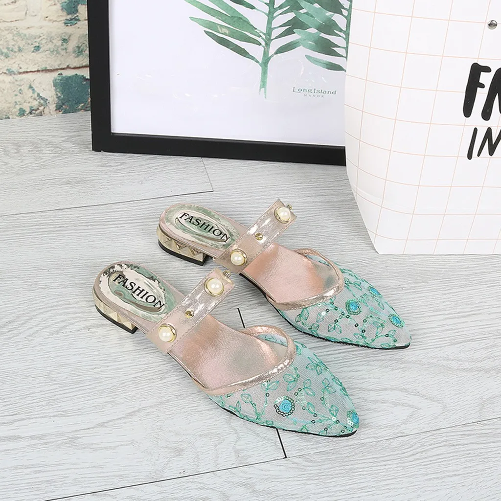 SAGACE/женские летние тапочки с жемчужинами модные шлепанцы летняя повседневная