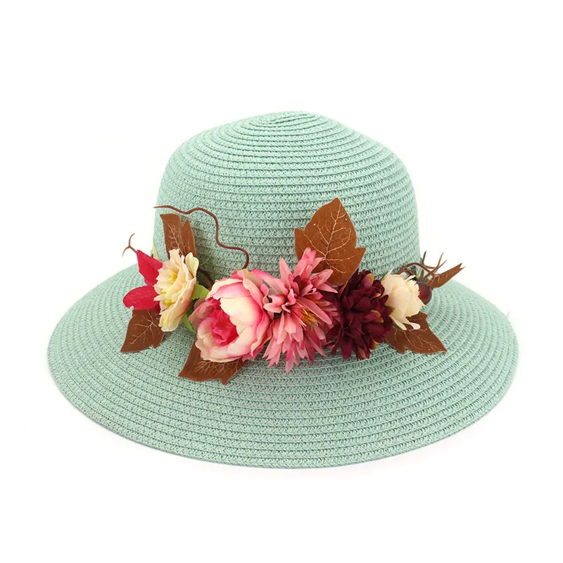 Новая летняя женская шляпа от солнца ведро с цветами и листьями соломенная