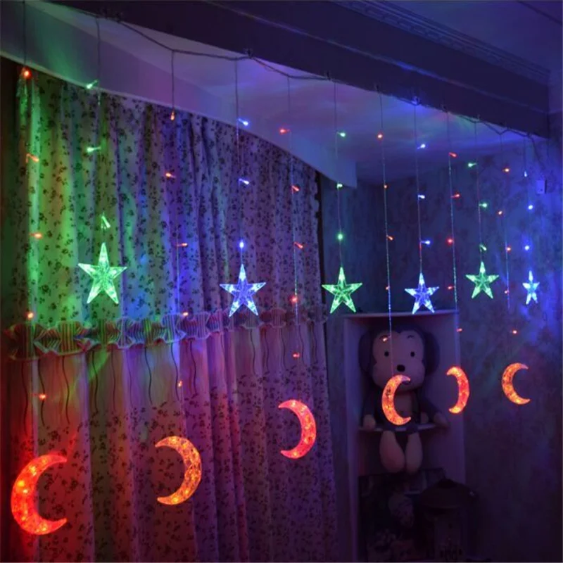 xinyue Colorful Рождественские украшения для дома Navidad год Звезда Луна Снежинка светодиодные занавески гирлянды натальные рождественские гирлянды. Q - Цвет: xinyue Colorful