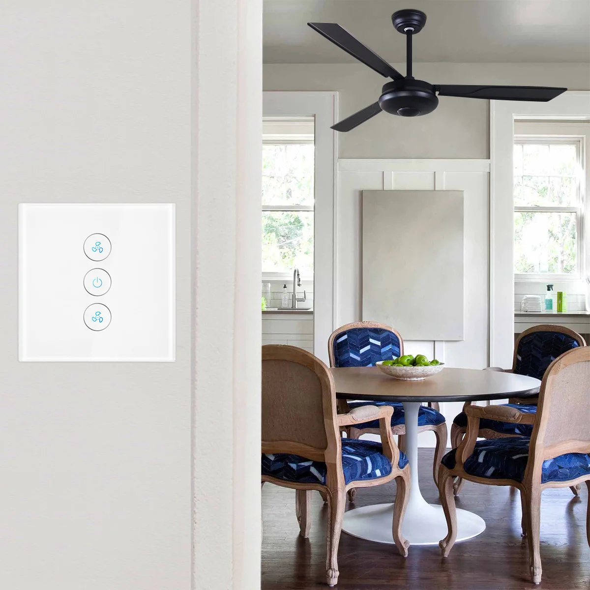 ЕС/Великобритания Alexa Google дома Smart переключатель потолочного вентилятора Wi Fi приложение таймер скорость группа управление регулирование скорости настенный веер