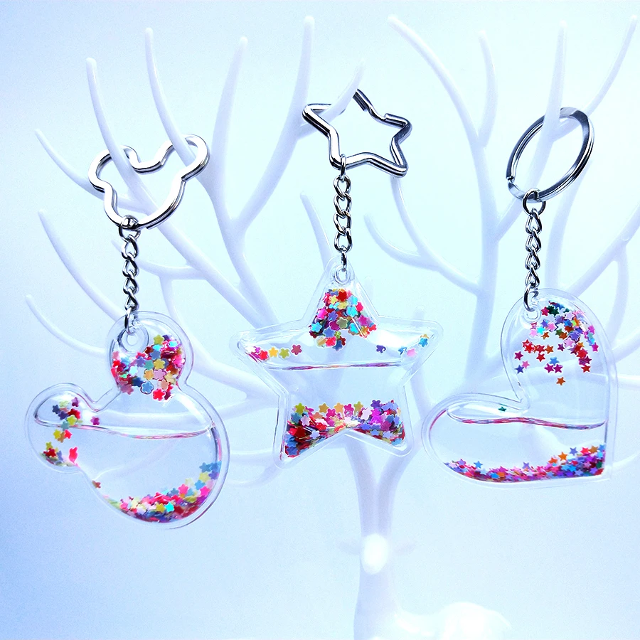 Брелок для ключей с пентаграммой и блестками брелок сыпучим песком в форме