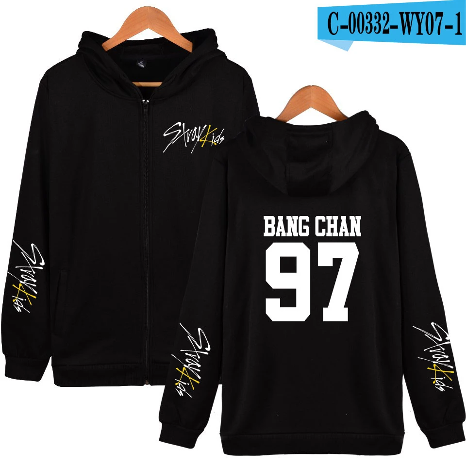 Страй дети Негабаритных Толстовки на молнии женщин/мужчин StrayKids альбом KPOP желтая древесина толстовки молнии Одежда - Цвет: picture color