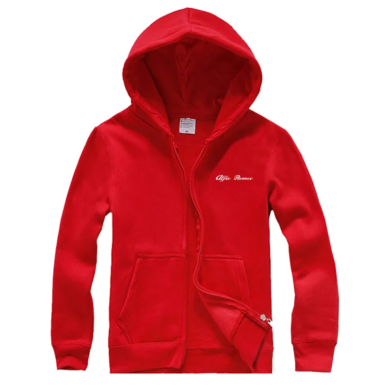 Новый бренд Alfa Romeo Логотип на молнии толстовки унисекс Повседневное Slim Fit худи