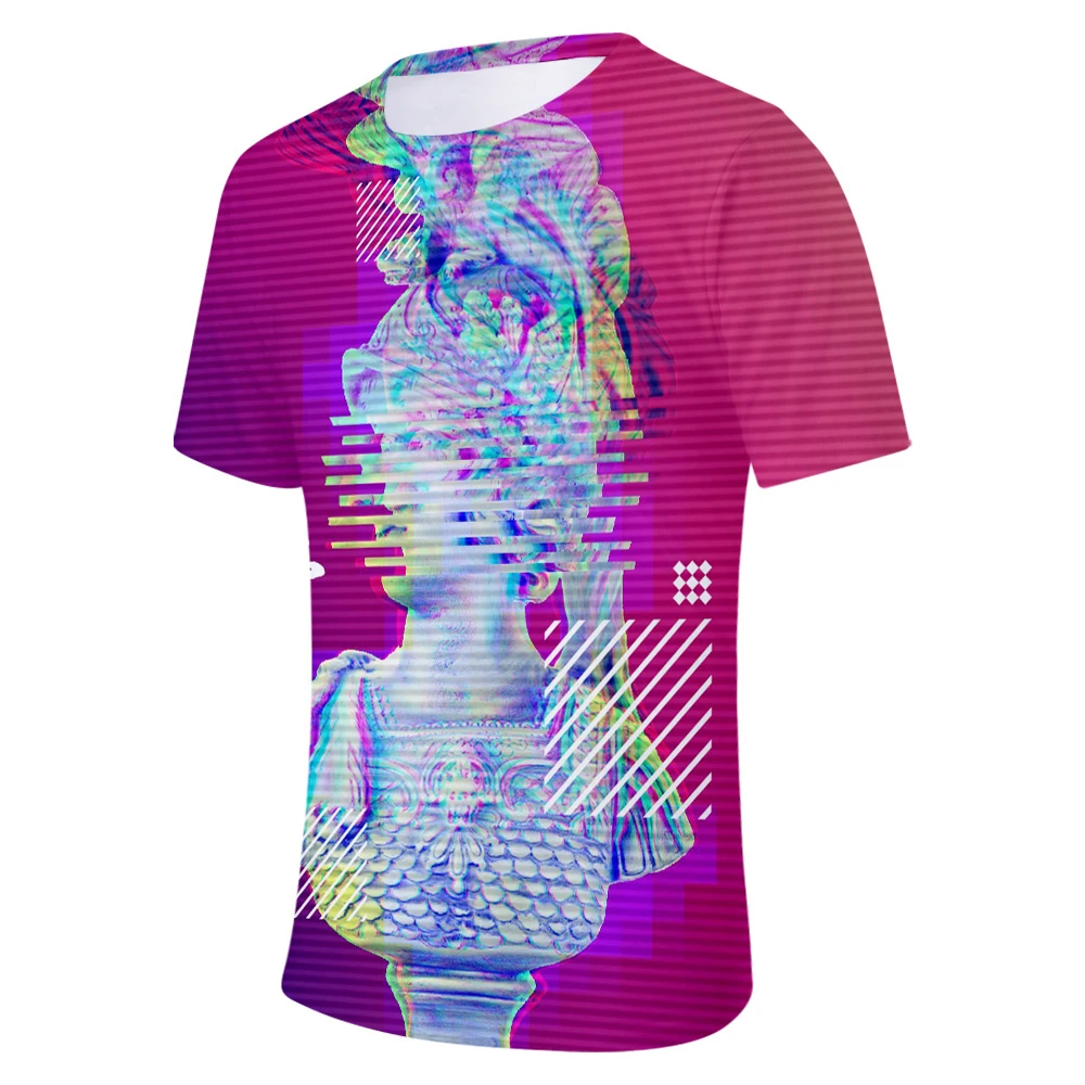 Новый модный костюм для косплея Vaporwave повседневные футболки с коротким рукавом и