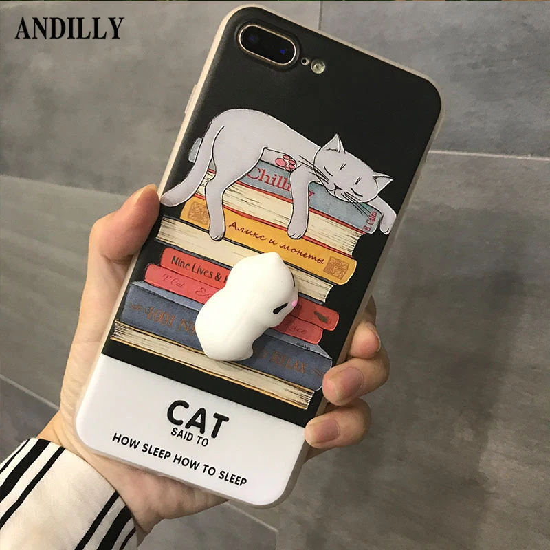 ANDILLY Lovely Squishy 3D TPU Phone Case For OPPO R9 R9S R11 Plus Cute White Silicon Cat Cases Fashion Candy Color Back Cover |