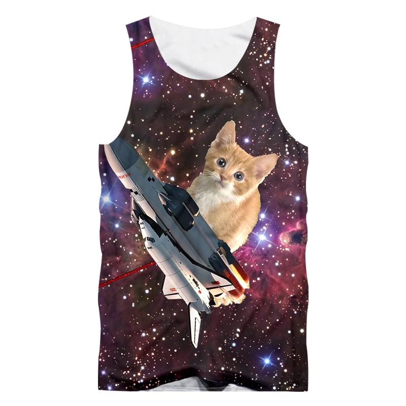 OGKB 2018 летние топы для мужчин с 3D принтом галактика Космический Кот на бретелях