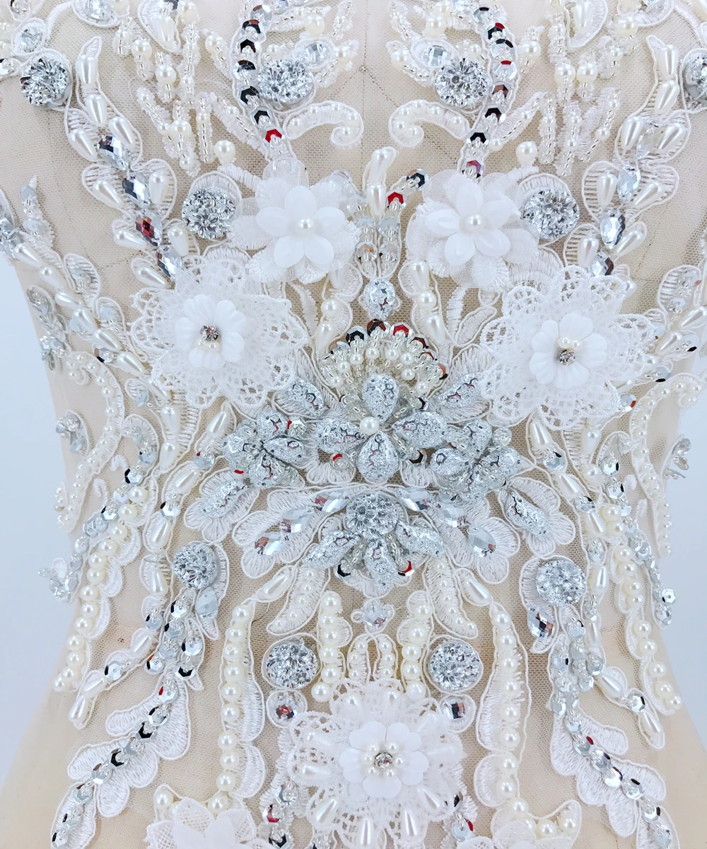 Кружевные обрезные нашивки ручной работы цвет слоновой кости трехмерная