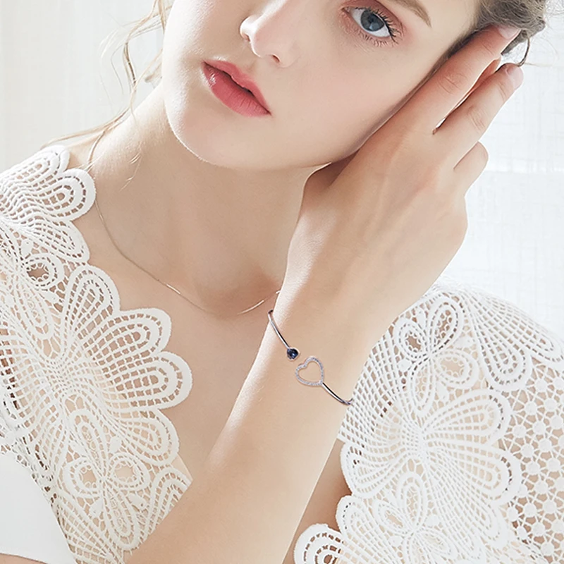 CDE украшенный кристаллами Pulseras Mujer Moda Стерлинговое Серебро 925 пробы браслет с