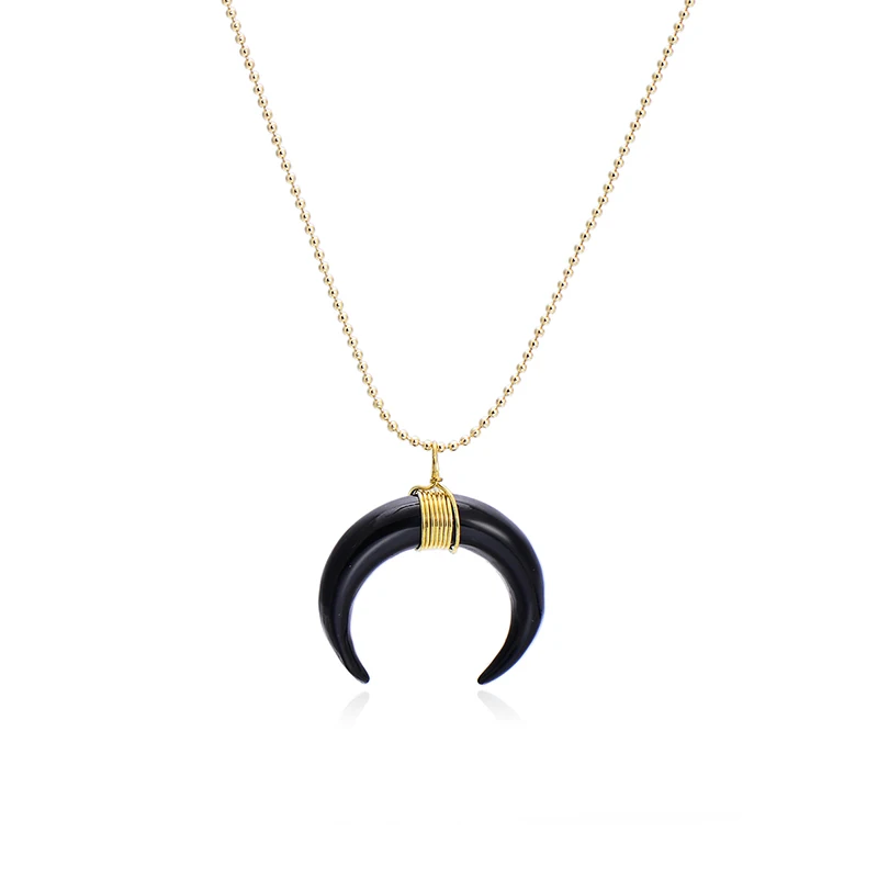 2017 Summer Black Acrylic Horn Moon Choker Necklaces For Women Bohemian Silver Gold Color Collar Necklace Handmade Chain Jewelry | Украшения
