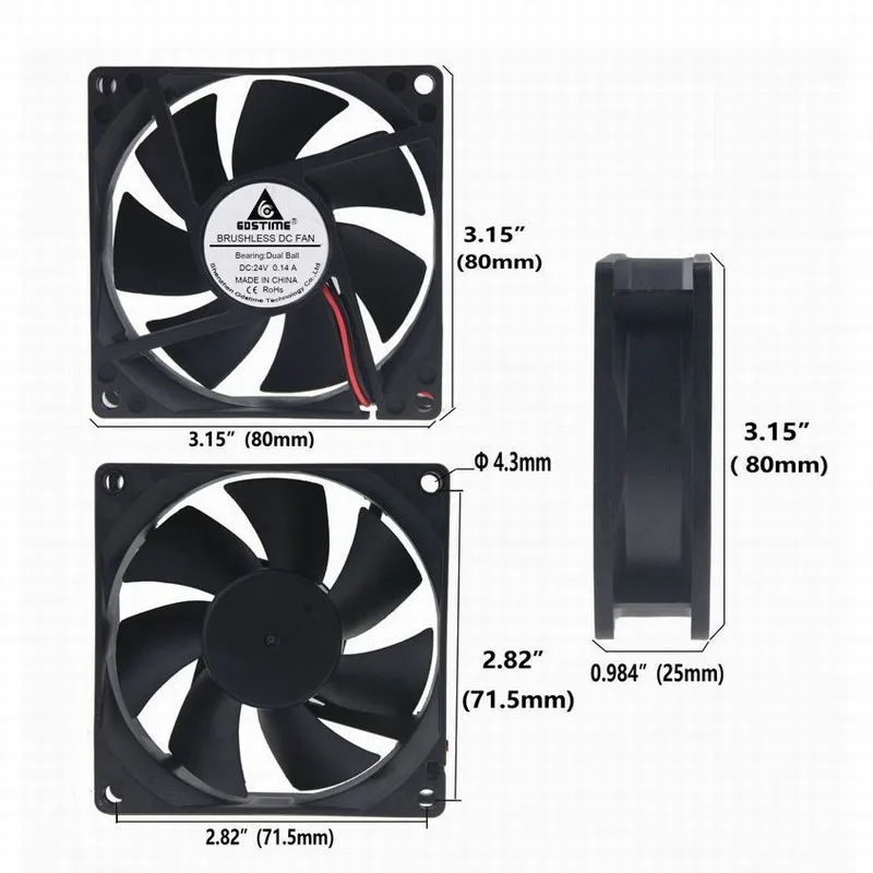 2 шт. подшипники для ПК 80 х80х25 мм 8 см 8025 дюйма|system cooler|dc cooling fanfan 24v |