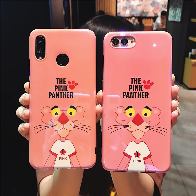 For huawei P20 Case Blue Ray cute pink panther Soft back phone Cover for Huawei pro lite mate10 nove 2S nova 3E +toy +Strap |
