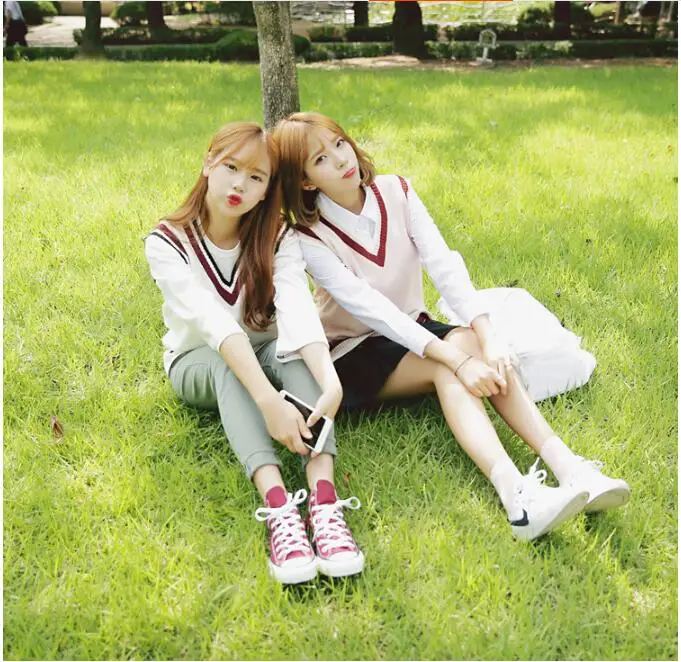 Весенний школьный свитер жилет корейский для средней школы женский жилет|high school