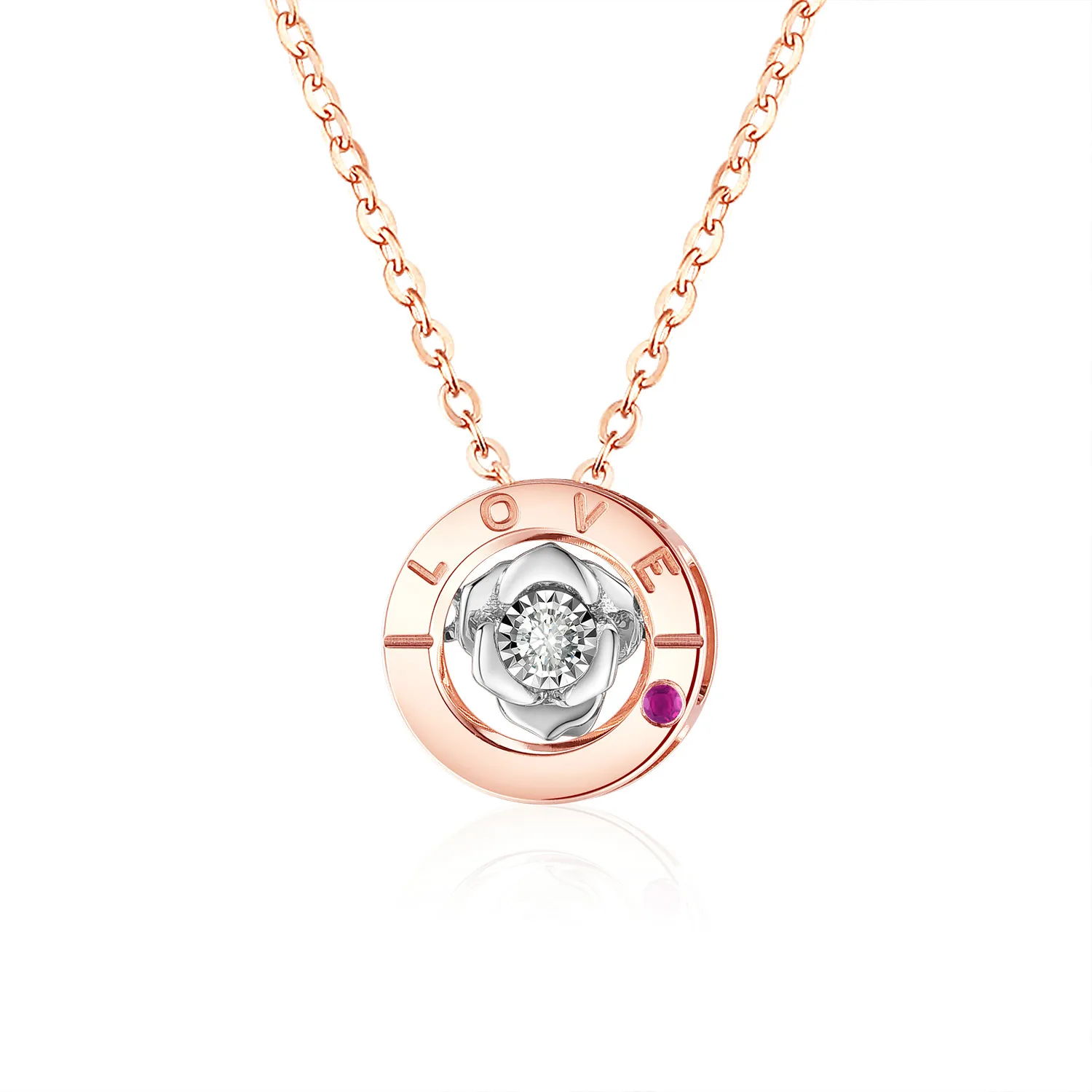 QYI Ruby Diamond цепочки и ожерелья круглый Форма 18 К кулон из чистого золота AU750 два