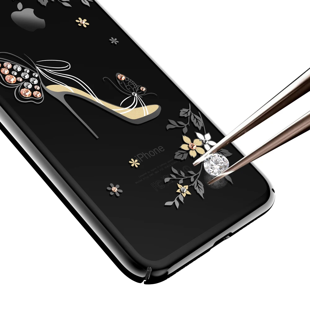 KAVARO для iPhone 7 8 Plus кристаллами от Swarovski Алмазный Блеск цветочный чехол плюс крышка