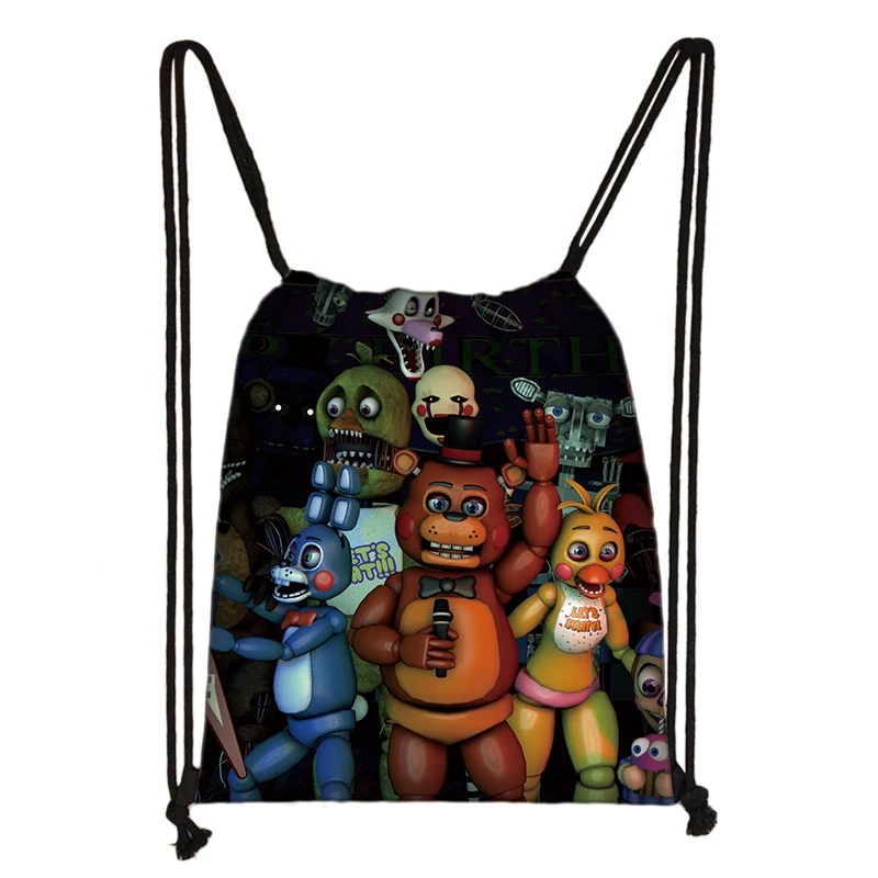 Five Nights At Freddy's Freddy Chica FNAF 3D Cartoon Kids Drawstring Backpack Shopping School Traveling Party Bags Gift