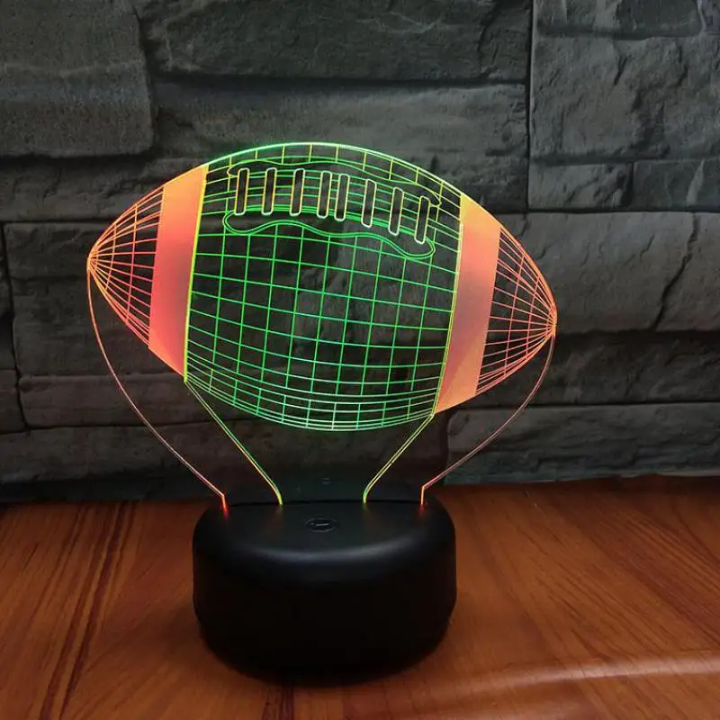 Ночной светильник для регби 3d Vision креативный цветной яркий светодиодный стерео с