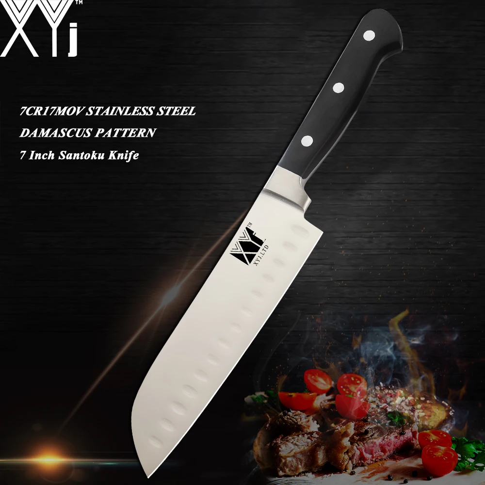 XYj кухонный нож Santoku шеф повара с ультраострым лезвием в немецком стиле для