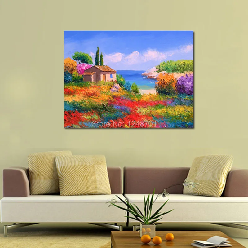 Современная картина с изображением цветов весенний пейзаж маслом на холсте для