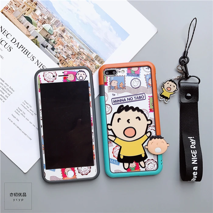 as picture Для iphone XS Max милые Монстры закаленное стекло flim для iphone X XS XR 6 6S 7 8plus мультфильм Сейлор Мун чехол+ бампер+ ремни - Цвет: as picture