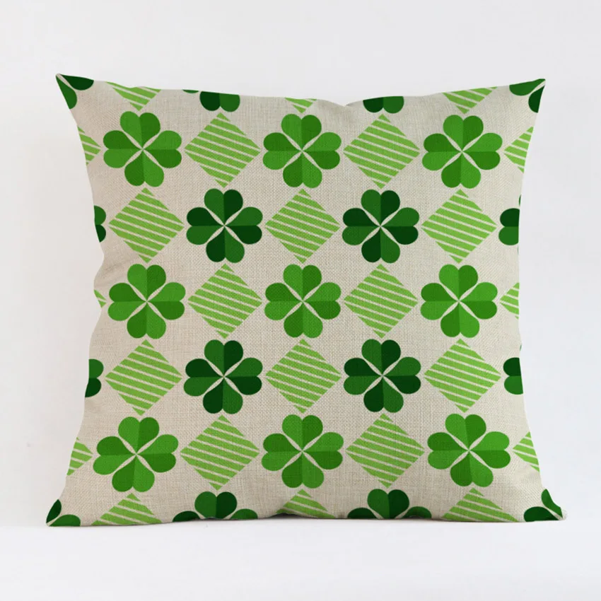 Декоративная подушка с принтом в виде зеленых пасторальных листьев для дивана