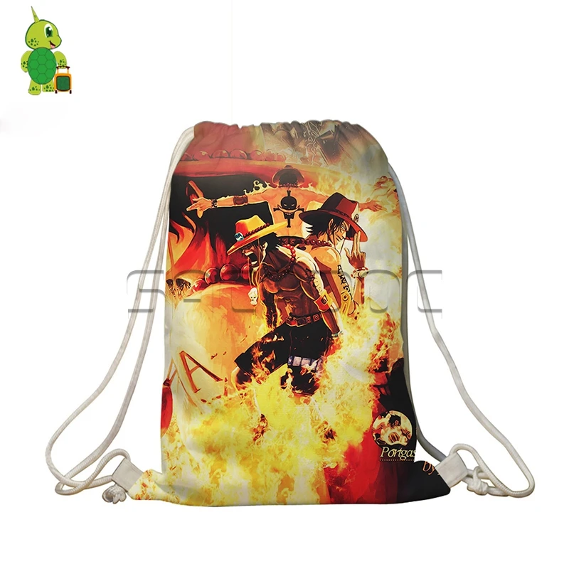 Аниме Одна деталь Луффи Ace печатных drawstring сумка Портативный Дорожные сумки для подростков Обувь для девочек Обувь для мальчиков Школьные ранцы ежедневно рюкзак