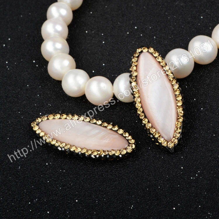 Овальные Боковые отверстия Розовый Оболочки Золотой Циркон Проложили Кулон