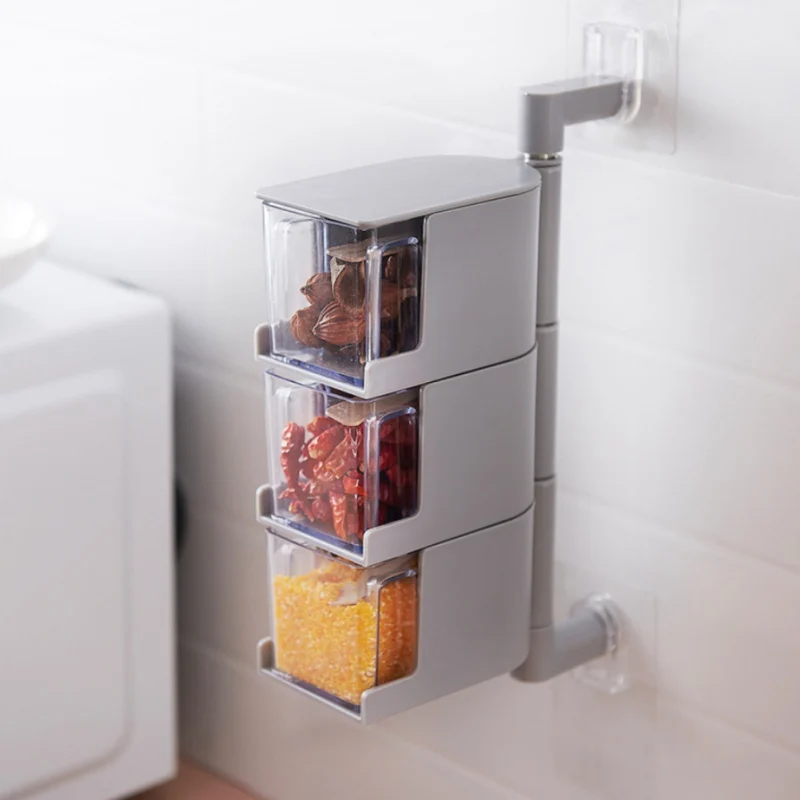 Кухня стены хранения Настенные специи приправы ящик для стойку горшки специй