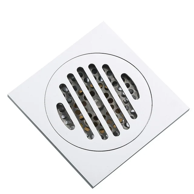 Chrome Floor Drain C Стоки для душа 10*10 см, квадратные стоки для ванной, ситечко для волос, античная латунь, рыба, резные, Слив для ванной комнаты, Слив отходов, решетка для слива - Цвет: Chrome Floor Drain C