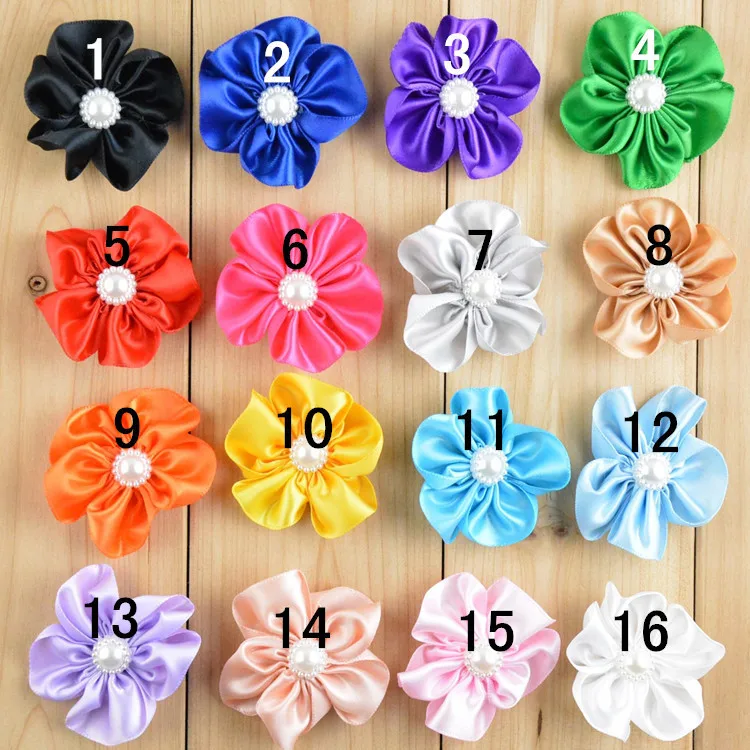100 шт./лот 16 видов цветов DIY ленты ручной работы Цветы с жемчугом|ribbon handmade flowers|handmade