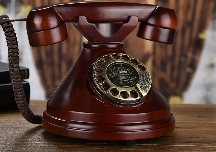 Винтажный телефон из массива дерева с вращающимся циферблатом|telephone fashion|vintage
