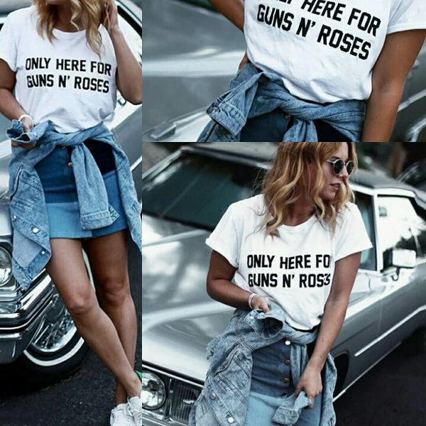 Здесь только для GUNS N' ROSES футболка с принтом буквами Женская пикантная обувь из