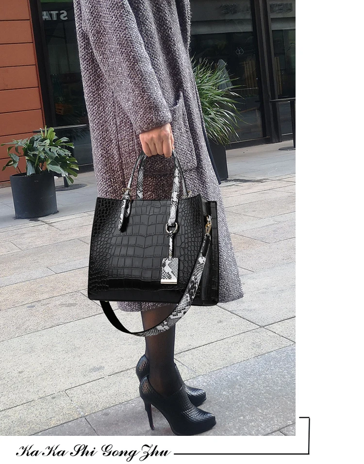 Fashion Women Handbags PU Leather Designer Shoulder Bags High Quality Crocodile Tote Messenger Bag Ladies Crossbody Hand Bags