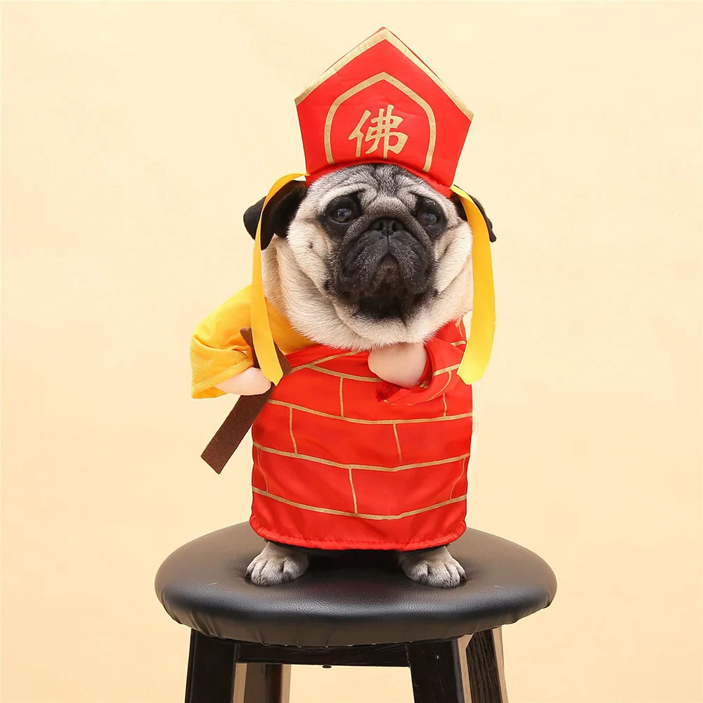 Pet Tang Monk Будда костюмы косплей костюм Одежда для собаки кошки Хэллоуин Рождество год Подарочная одежда пальто для собак